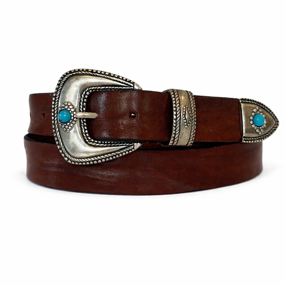Zara Other - ScreenWorn Interview with the Vampire Mens Leather Western Belt Turquoise Buckle